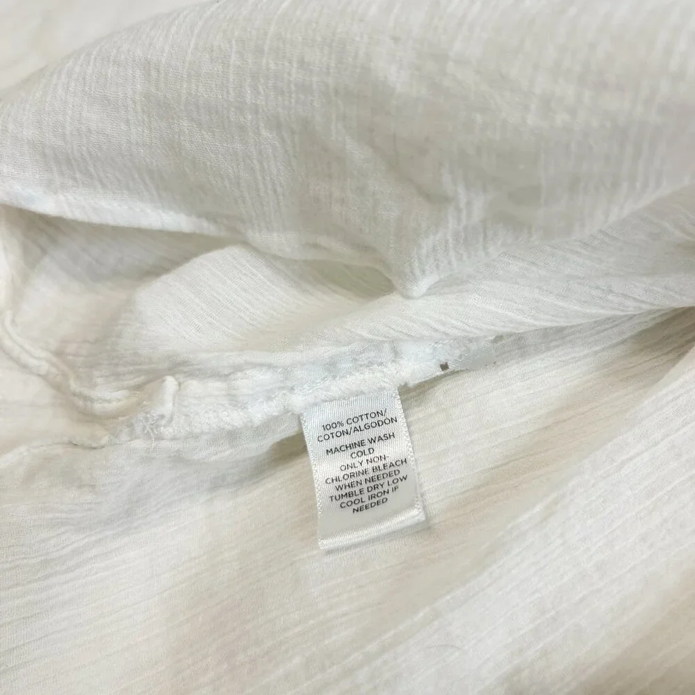 NWOT LOFT Beach White V-Neck Swimsuit Cover-Up Cotton Beach Dress Size Medium
